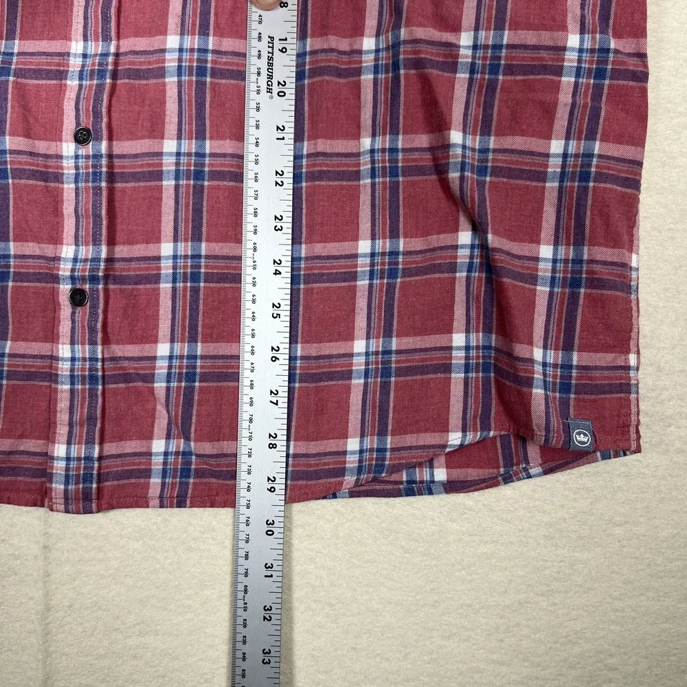 Peter Millar‎ Shirt Mens XL Red Blue Plaid Button Down Cotton Casual Long Sleeve